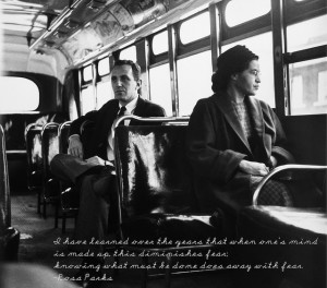 Rosa Parks seated in the bus (cc) kriddick1908